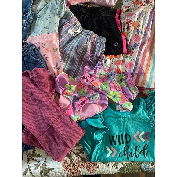 Girls Summer Clothing Lot Champion Old Navy Denim Overalls Dress Shorts Swim 5T - Picture 4 of 13